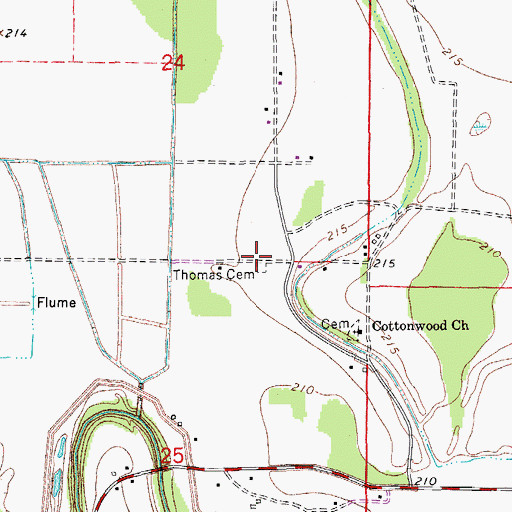 Topographic Map of Thomas Cemetery, AR