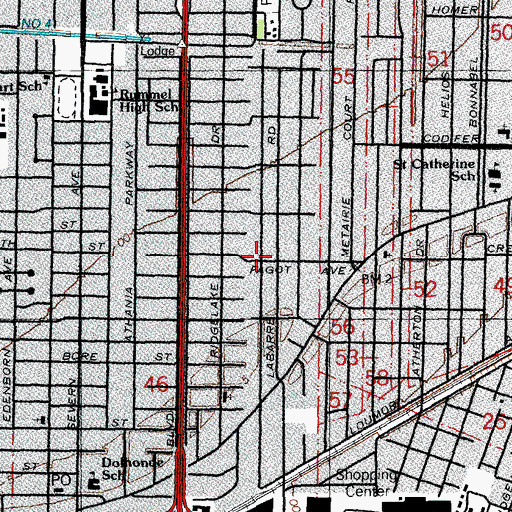 Topographic Map of Metairie, LA