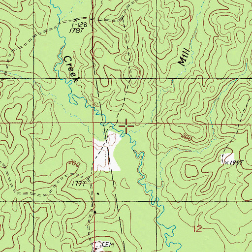 Topographic Map of Mill Branch, LA