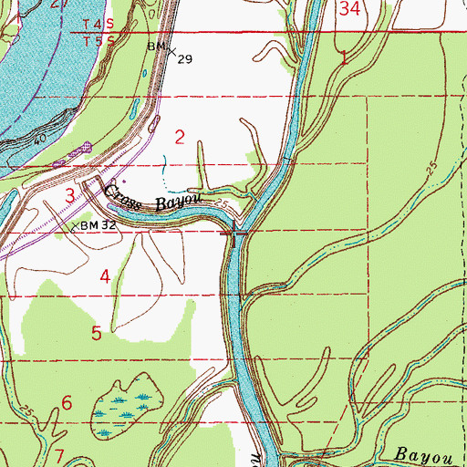 Topographic Map of Mussel Bayou, LA