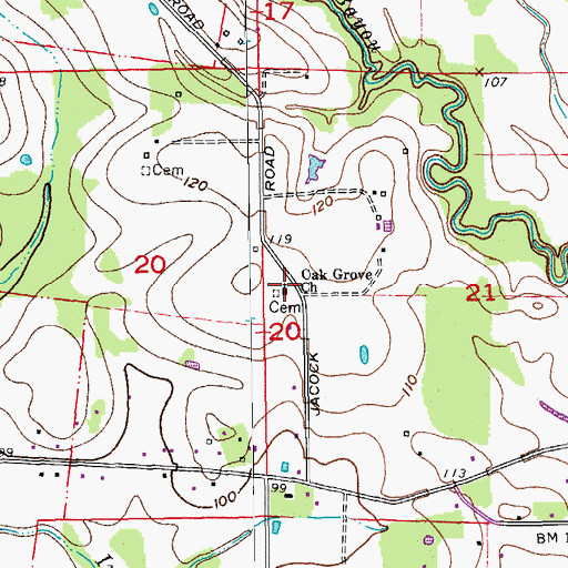 Topographic Map of Oak Grove Baptist Church Number 1, LA