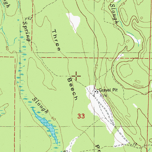 Topographic Map of Three Beech Prairie, AR