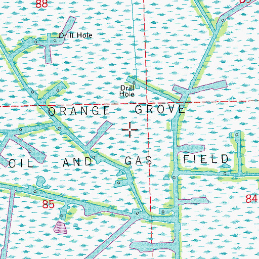 Topographic Map of Orange Grove Oil and Gas Field, LA