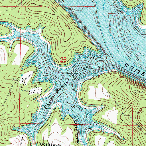 Topographic Map of Three Finger Cove, AR