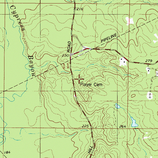 Topographic Map of Player Cemetery, LA