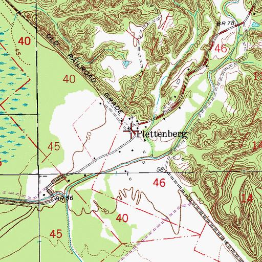 Topographic Map of Plettenberg, LA