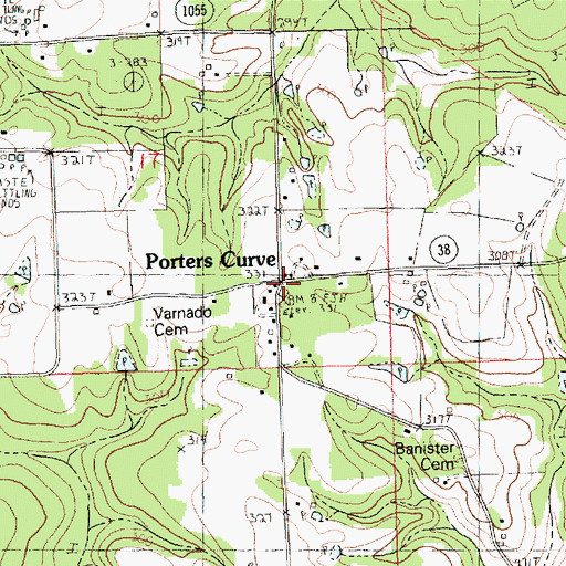Topographic Map of Porters Curve, LA
