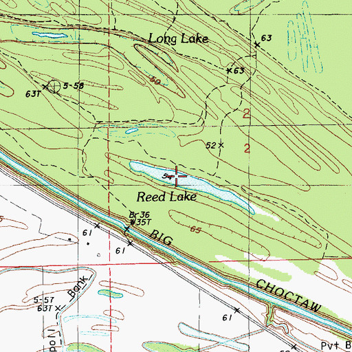 Topographic Map of Reed Lake, LA