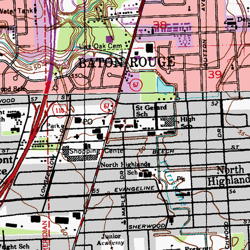 Topographic Map of Saint Gerard Majella Elementary School, LA