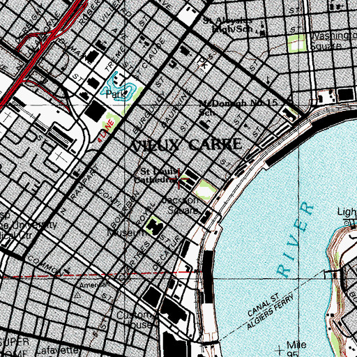 Topographic Map of Saint Louis Cathedral, LA