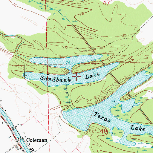 Topographic Map of Sandbank Lake, LA