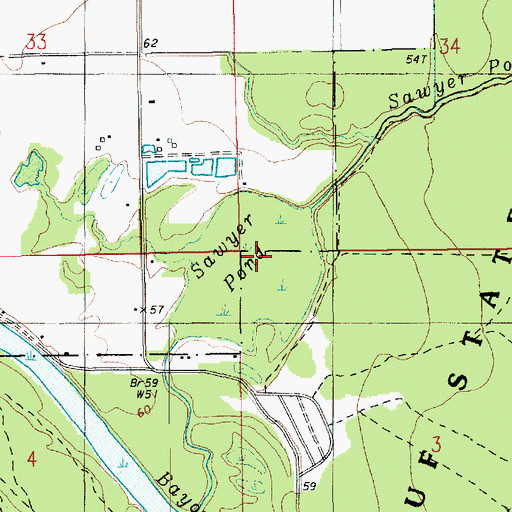 Topographic Map of Sawyer Pond, LA
