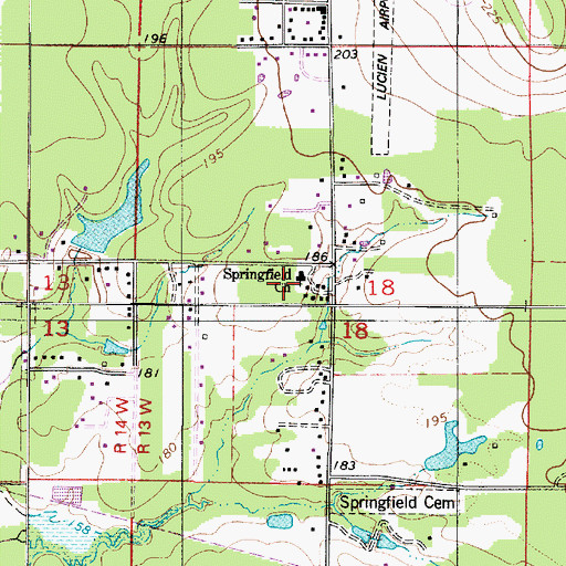 Topographic Map of Springfield Baptist Church, LA