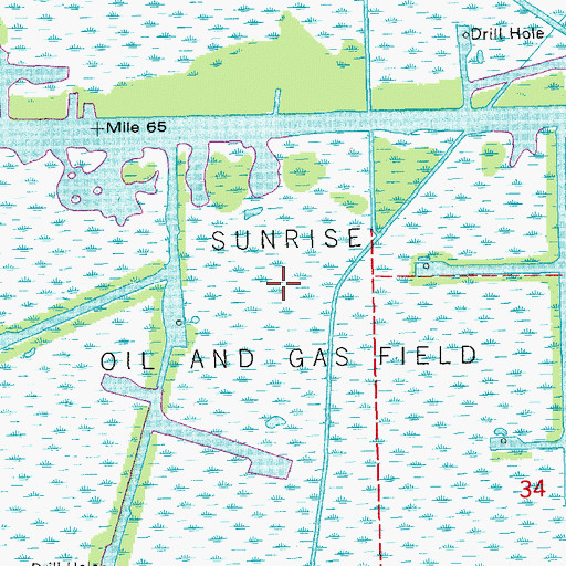 Topographic Map of Sunrise Oil and Gas Field, LA