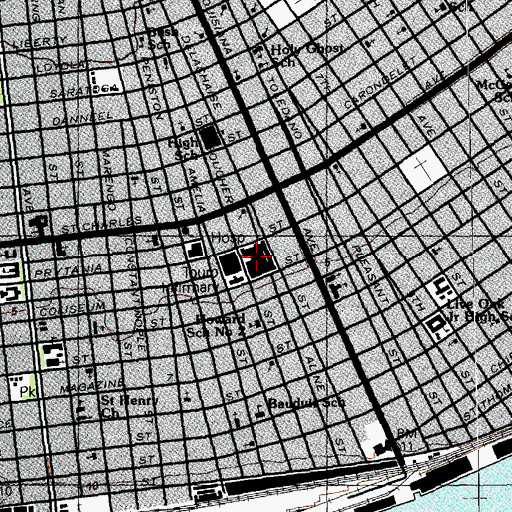Topographic Map of Touro Infirmary, LA