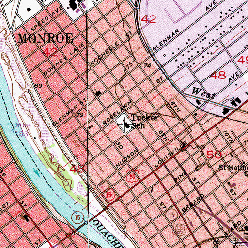Topographic Map of Georgia Tucker Elementary School (historical), LA