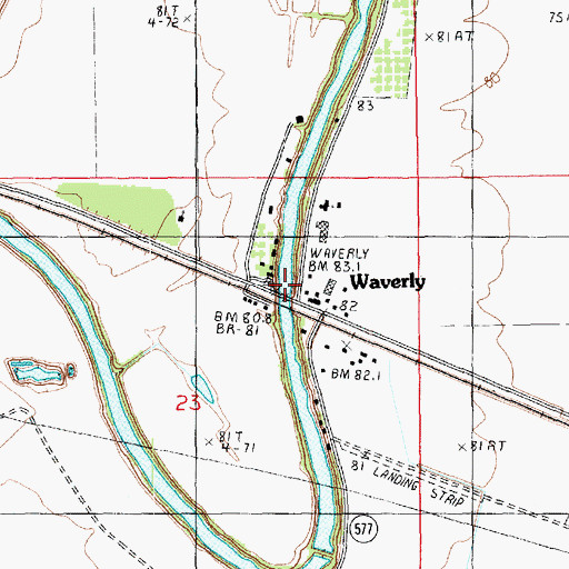 Topographic Map of Waverly, LA