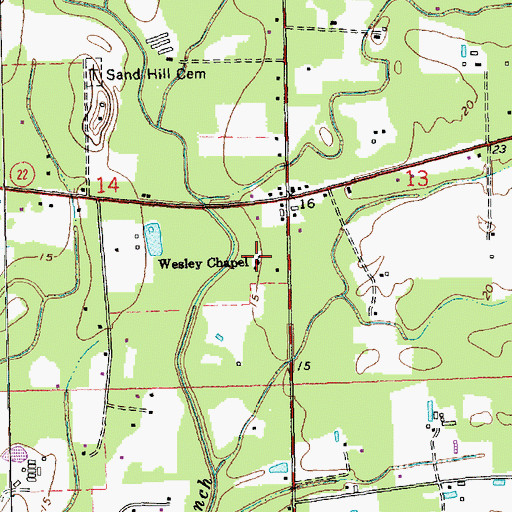 Topographic Map of Wesley Chapel United Methodist Church, LA