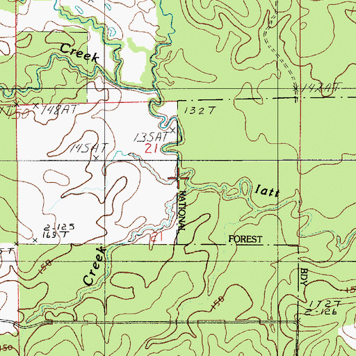 Topographic Map of White Oak Creek, LA