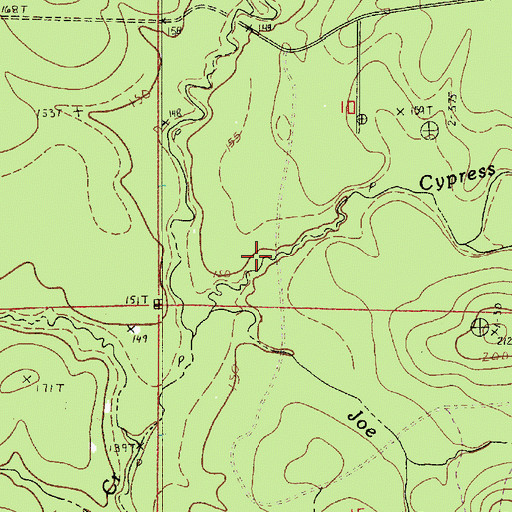 Topographic Map of Joe Mitchell Branch, LA