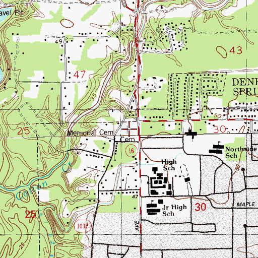 Topographic Map of Memorial Cemetery, LA