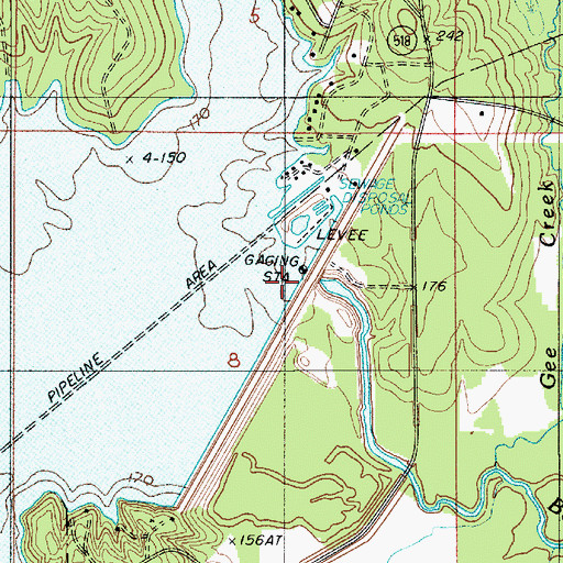 Topographic Map of Lake Claiborne Dam, LA