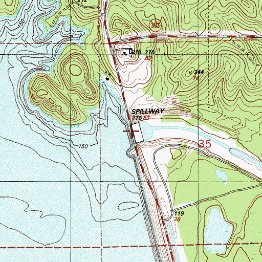 Topographic Map of Toledo Bend Dam, LA