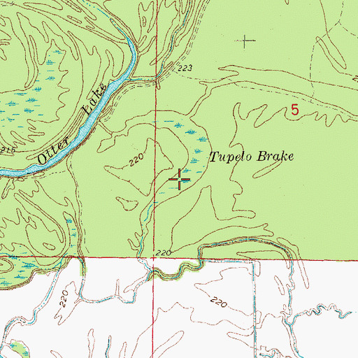 Topographic Map of Tupelo Brake, AR