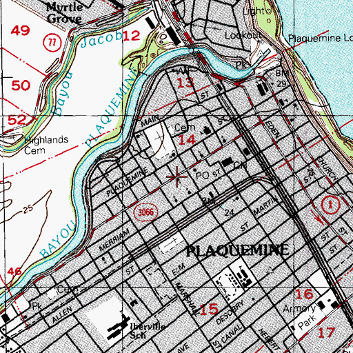 Topographic Map of Hurst United Methodist Church, LA
