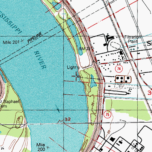 Topographic Map of Point Pleasant Ferry Landing, LA