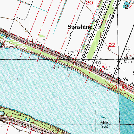Topographic Map of Sunshine Landing, LA