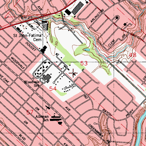 Topographic Map of Saint Mary Church, LA