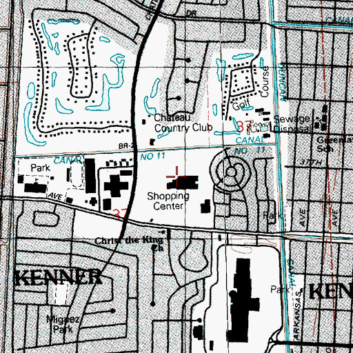 Topographic Map of Chateau Village Shopping Center, LA