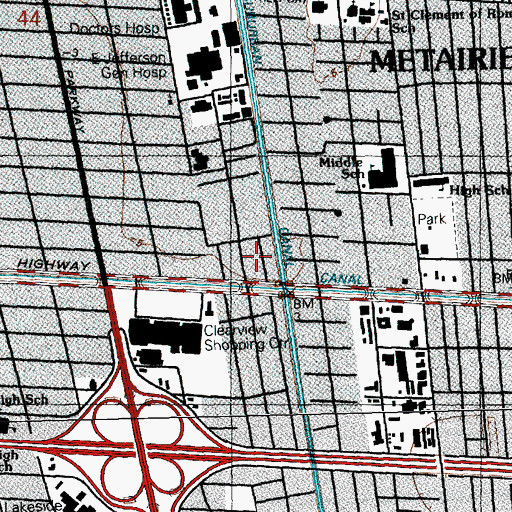 Topographic Map of Independence Mall Shopping Center, LA