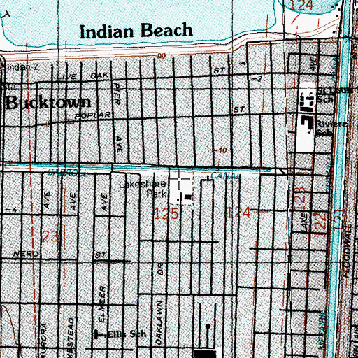 Topographic Map of Lakeshore Playground, LA