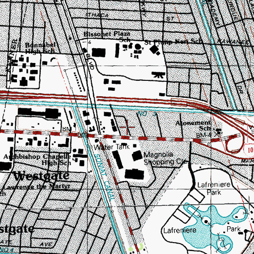 Topographic Map of Magnolia Shopping Center, LA