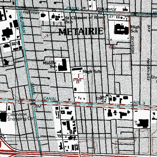 Topographic Map of Ney Rey Park, LA