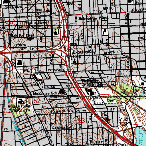 Topographic Map of New Prospect Missionary Baptist Church, LA