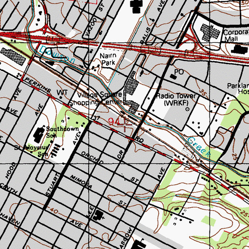 Topographic Map of Perkins-College Drive Shopping Center, LA