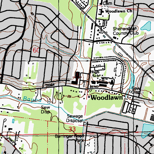 Topographic Map of Woodlawn Shopping Center, LA