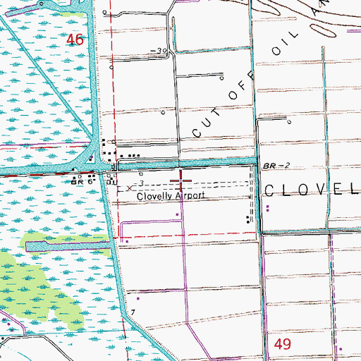 Topographic Map of Clovelly Airport, LA