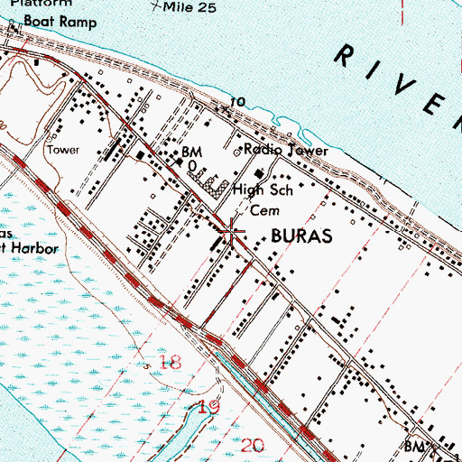 Topographic Map of Buras, LA