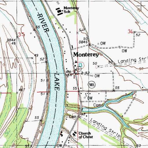 Topographic Map of Monterey, LA