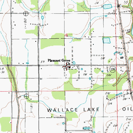 Topographic Map of Pleasant Grove Baptist Church, LA
