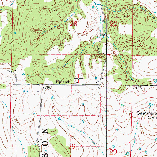 Topographic Map of Upland Church, AR