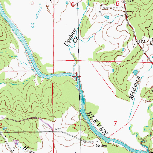 Topographic Map of Upshaw Creek, AR