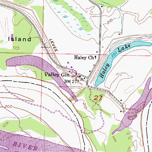 Topographic Map of Valley Gin, AR