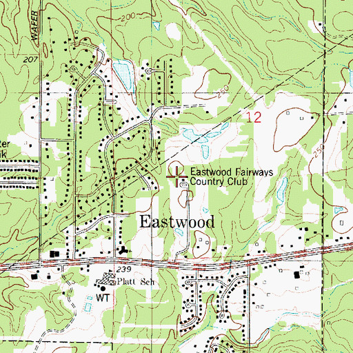 Topographic Map of Eastwood Fairways Country Club, LA
