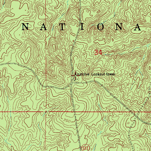Topographic Map of Kisatchie Lookout Tower, LA