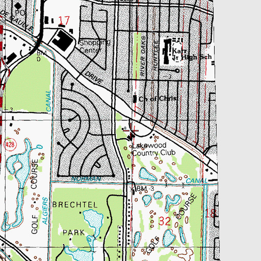 Topographic Map of Lakewood Country Club, LA